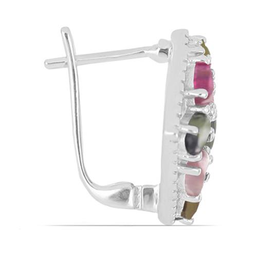 NATURAL MULTI TOURMALINE GEMSTONE EARRINGS IN 925 SILVER